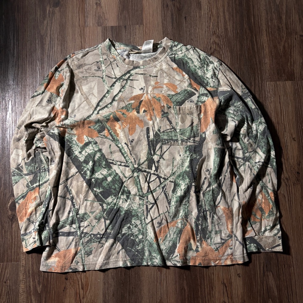 Outfitters Ridge Mens Camo Long Sleeve Pocket T Shirt XL Cotton‎ Hunting Outdoor